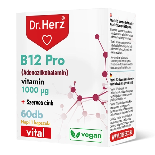 Dr. Herz B12 PRO 1000mcg + szerves cink kapszula 60 db