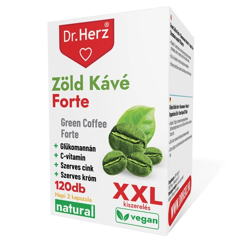 Dr. Herz Zöld Kávé Forte + C-vitamin+Glükomannán kapszula 120 db XXL