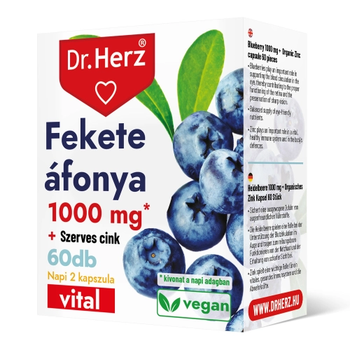 Dr. Herz Fekete Áfonya1000 mg + Szerves Cink kapszula 60 db