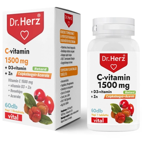 Dr. Herz C-vitamin 1500mg+D3+Zn csipkebogyóval és acerola kivonattal tabletta 60 db