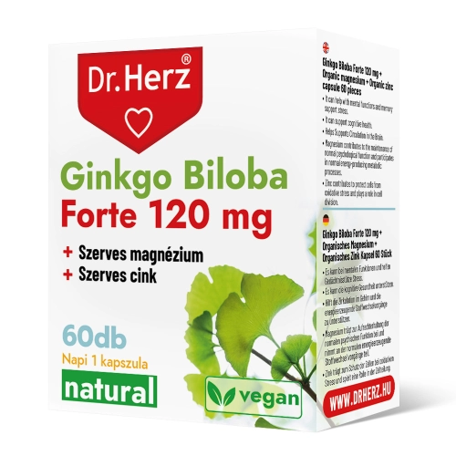 Dr. Herz Ginkgo Biloba Forte 120 mg + Szerves Mg+Zn kapszula 60 db