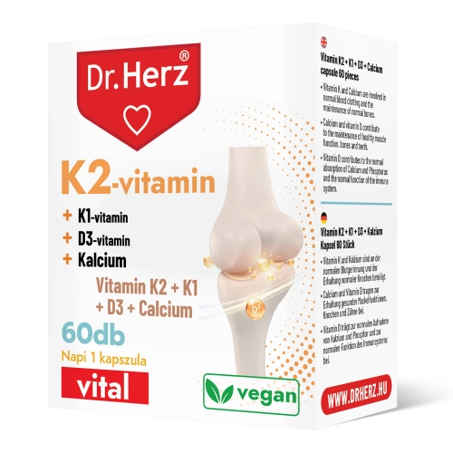 Dr. Herz K2-vitamin 150 mcg + K1 +D3 + Kalcium kapszula 60db 